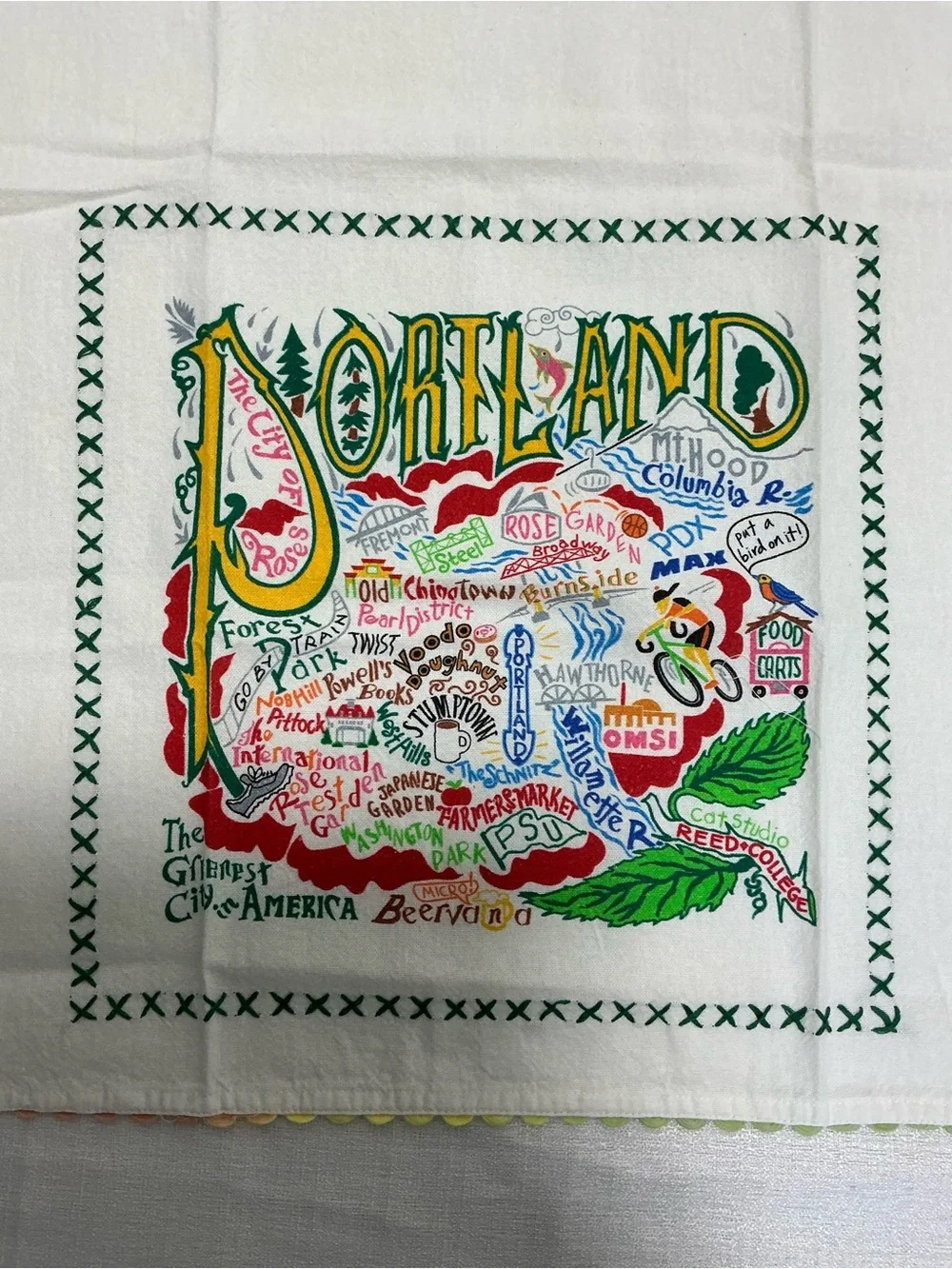 Catstudio Portland Oregon Dish Towel NWT geography Collection Gift Pouch Cotton